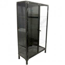 Vintage apothekerskast geborsteld staal 'Brushed Steel & Gla
