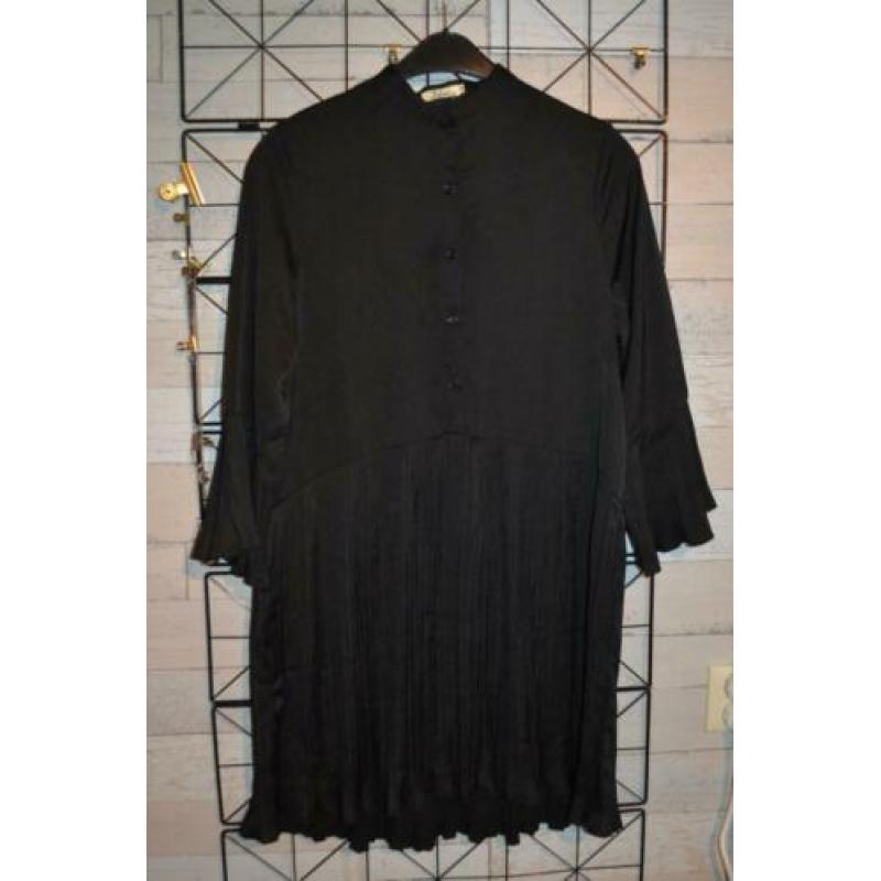 zwarte pliesee plooi blouse in maat M - dolssacim - q75