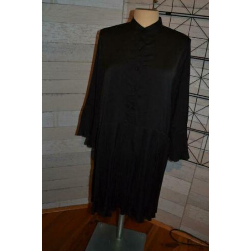 zwarte pliesee plooi blouse in maat M - dolssacim - q75