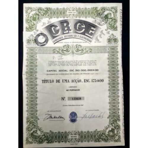 oud aandeel CRGE Lisboa Portugal 1948