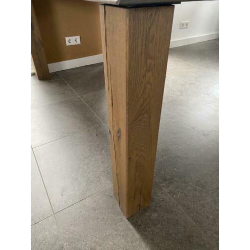 Massief eiken tafel met waankant 175 x 95 cm