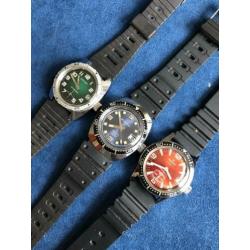 3 midzise duikhorloges diver vintage horloge