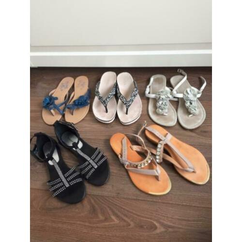Partij slippers/sandaaltjes (5 paar) maat 38