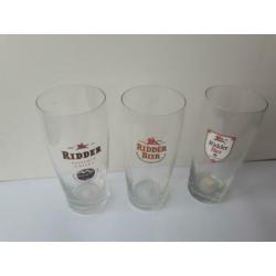 3 oud ridder bierglazen uit maastricht. zie foto's