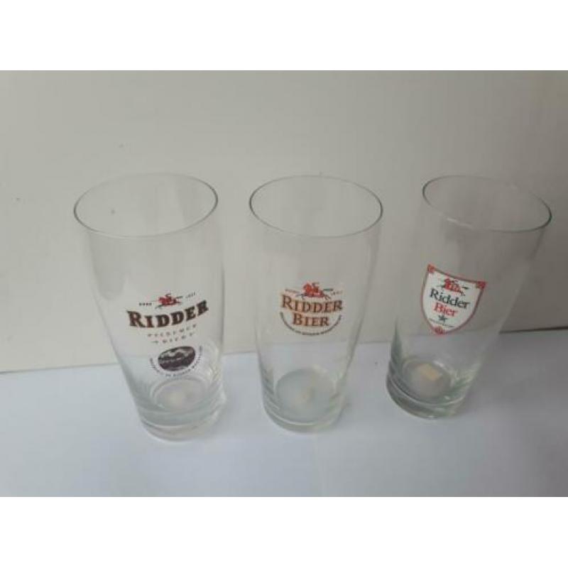 3 oud ridder bierglazen uit maastricht. zie foto's