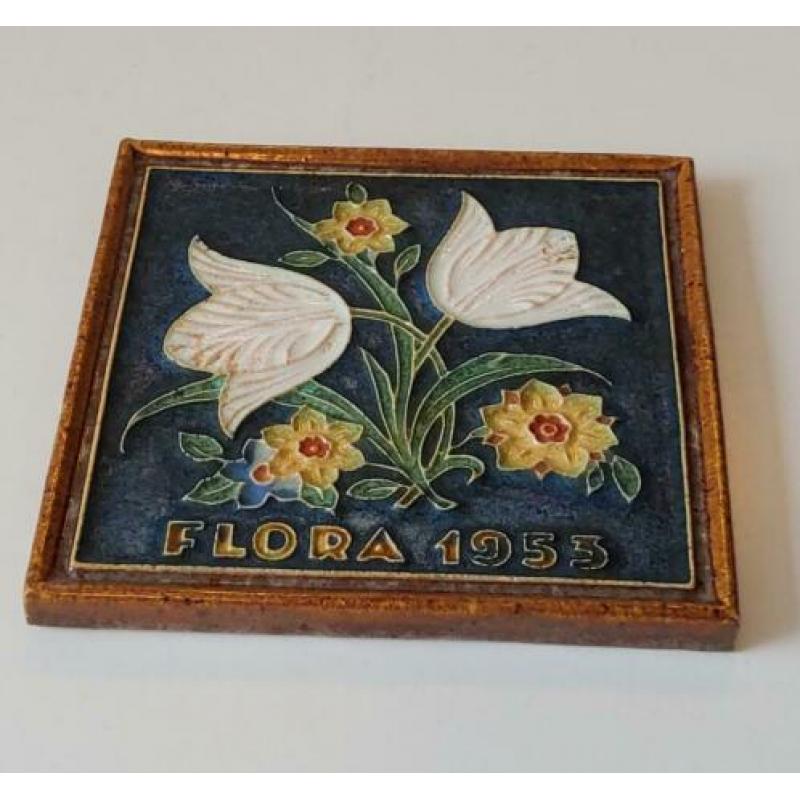 Porceleyne Fles cloisonne tegel Flora 1953. GAAF!
