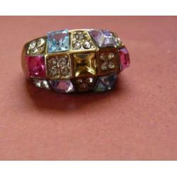 ring multicolor synthetische edelsteentjes mt 18
