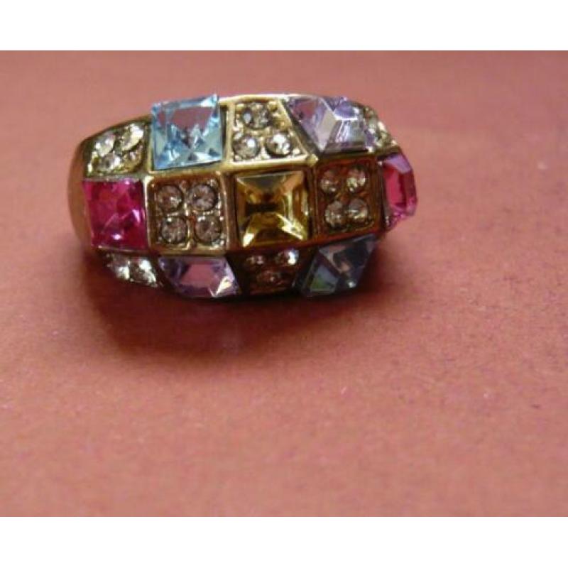 ring multicolor synthetische edelsteentjes mt 18