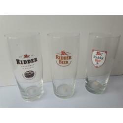 3 oud ridder bierglazen uit maastricht. zie foto's