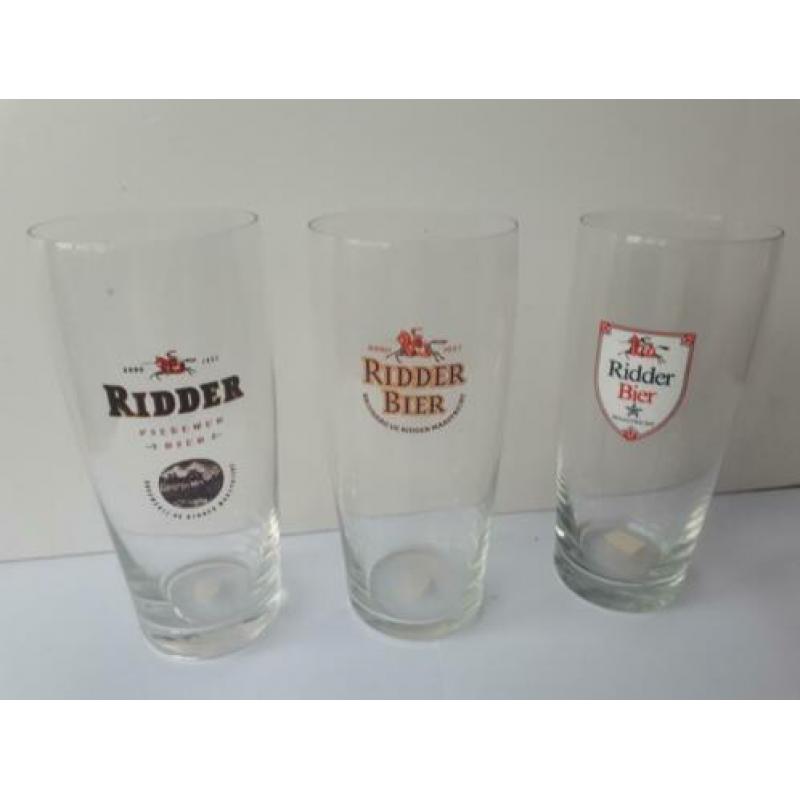 3 oud ridder bierglazen uit maastricht. zie foto's
