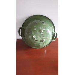 Retro Emaille vergiet (groen) van begin 1950