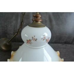 Brocante hanglamp opaal glas Vintage hanglamp