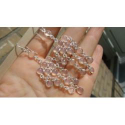 Lange 925 zilver oorbellen met rozenkwarts - Vanoli