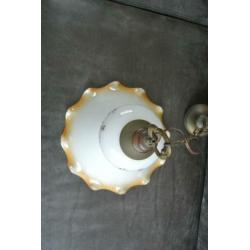 Brocante hanglamp opaal glas Vintage hanglamp