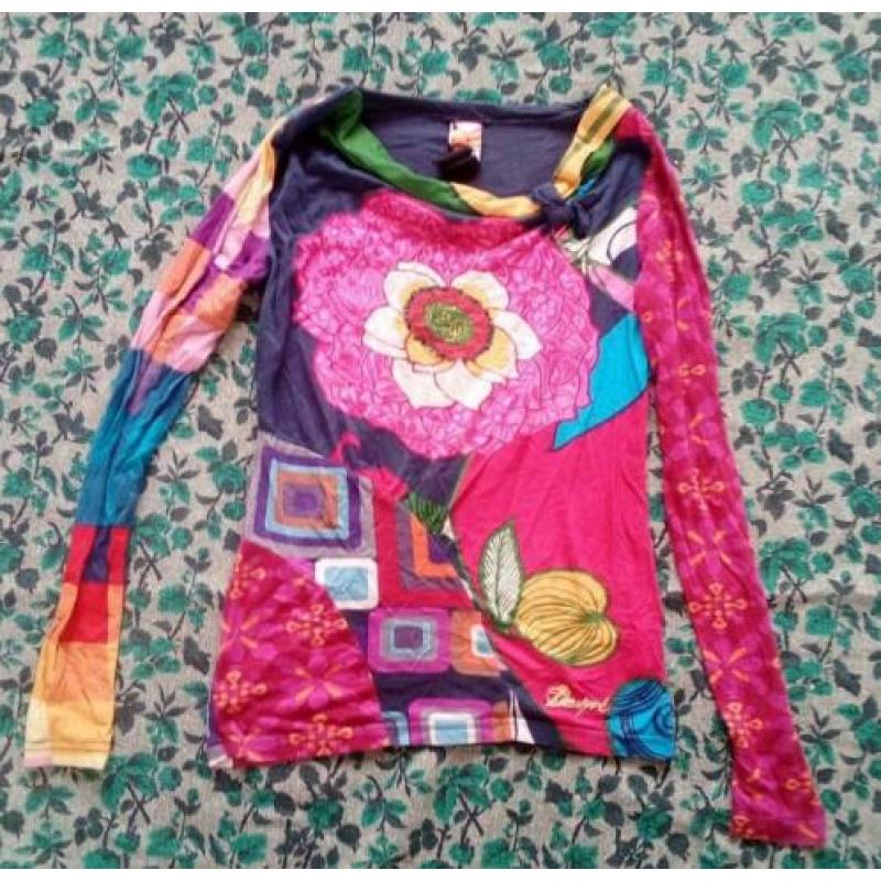 DESIGUAL, longsleeve, gekleurd, bloemen, maat M, dames