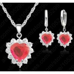 925 sterling zilveren set met hart zirkonen