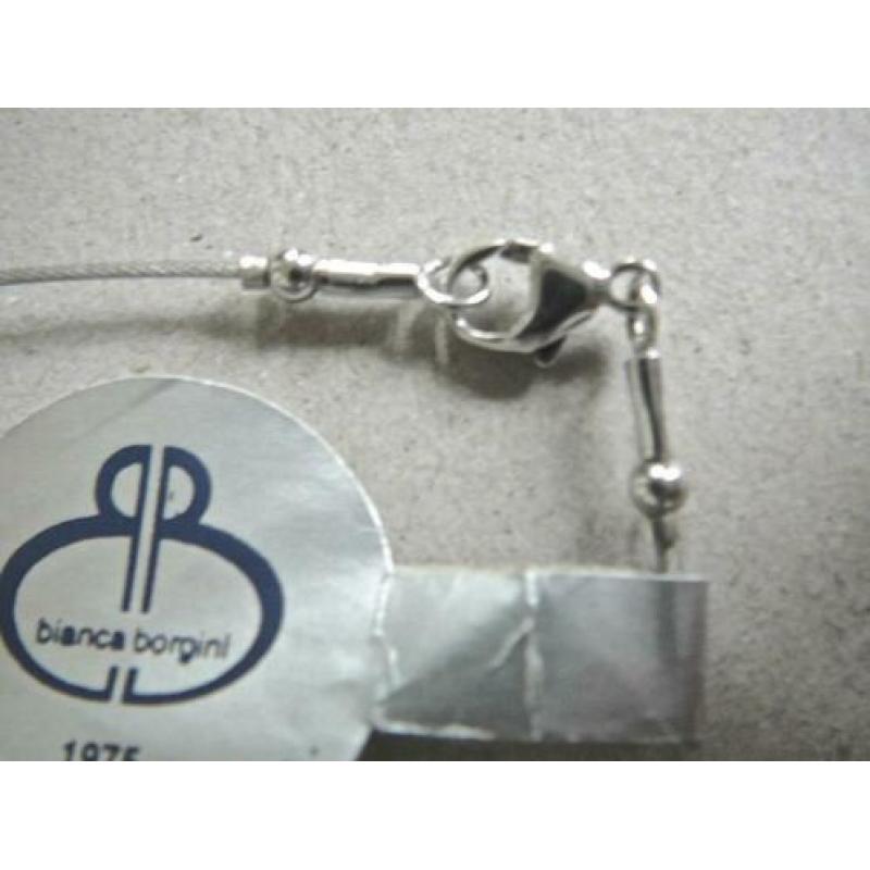 Zilver/ staal ketting 42 cm. +Bergkristal slot+div. 925zilve