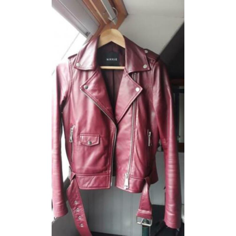 NIKKIE LEREN JACK/ jas, NIEUWST, mt 34/36, XS,S