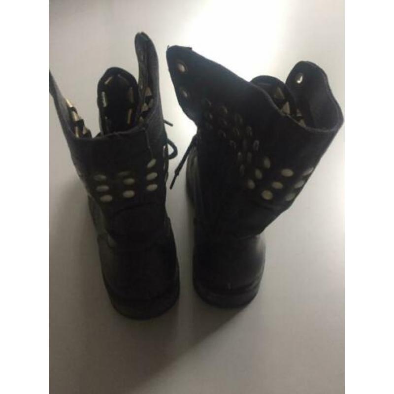 Zwarte leren damesboots mt 36 (zgan)