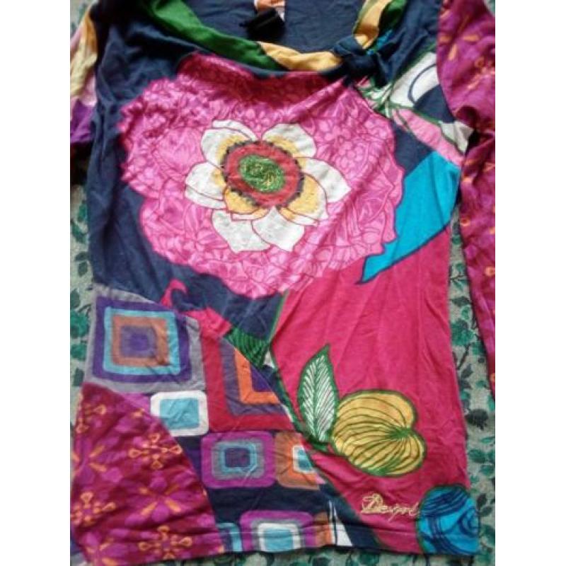DESIGUAL, longsleeve, gekleurd, bloemen, maat M, dames
