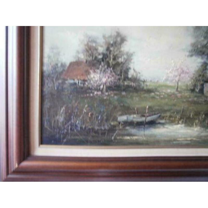 Olieverf schilderij op doek met landschap van,G.J. Ernens,
