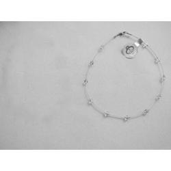 Zilver/ staal ketting 42 cm. +Bergkristal slot+div. 925zilve
