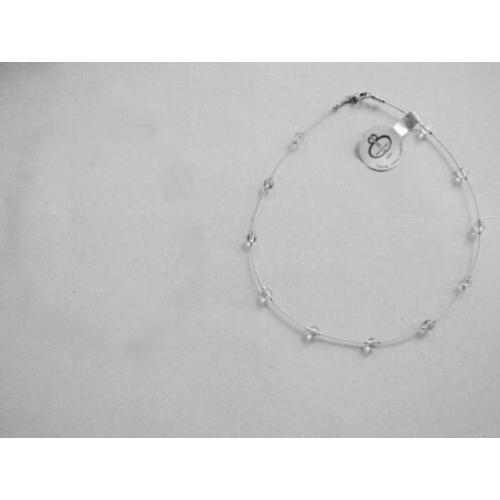 Zilver/ staal ketting 42 cm. +Bergkristal slot+div. 925zilve