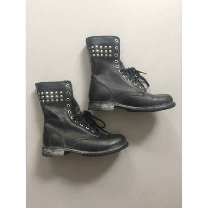Zwarte leren damesboots mt 36 (zgan)