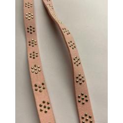 Suede imitatie bandje met steentjes 10 mm x 2 mt. Nr 23248