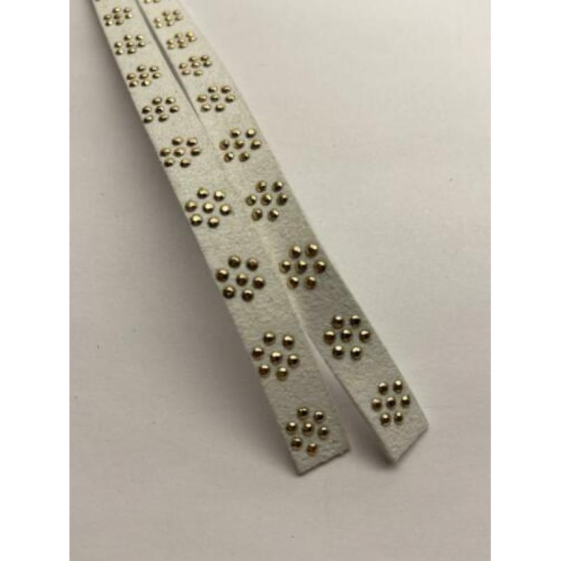 Suede imitatie bandje met steentjes 10 mm x 2 mt. Nr 23248