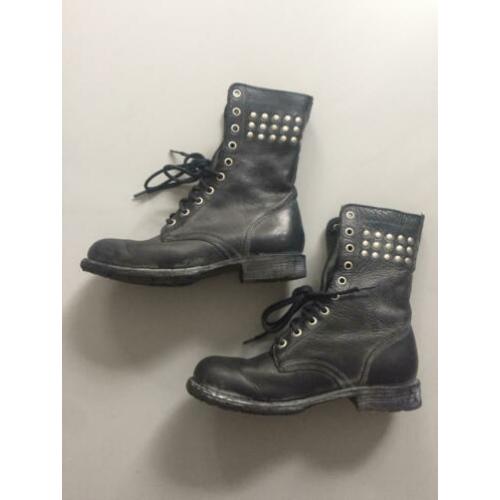 Zwarte leren damesboots mt 36 (zgan)