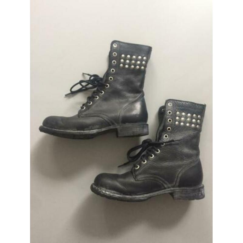 Zwarte leren damesboots mt 36 (zgan)