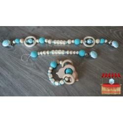 Set wagenhanger en bijtring (eventueel met naam)