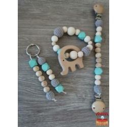 Set wagenhanger en bijtring (eventueel met naam)
