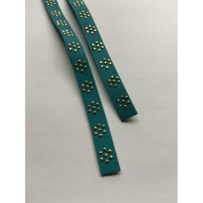 Suede imitatie bandje met steentjes 10 mm x 2 mt. Nr 23248
