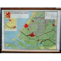 Oude schoolkaart van Zuid-Holland van school met Den Haag