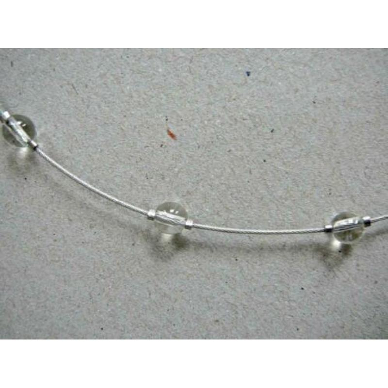 Zilver/ staal ketting 42 cm. +Bergkristal slot+div. 925zilve