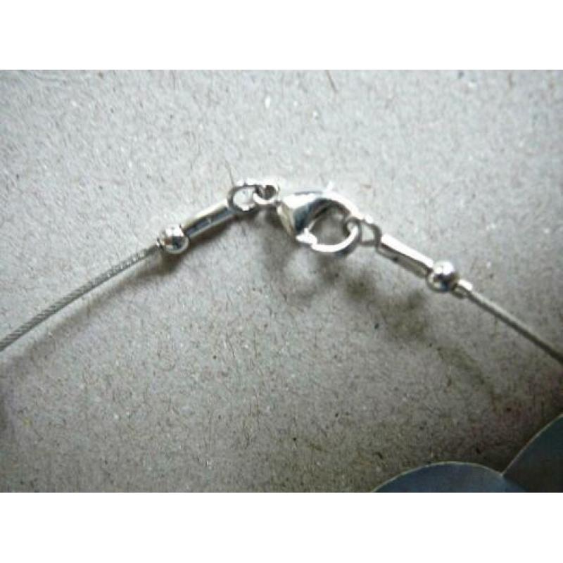 Zilver/ staal ketting 42 cm. +Bergkristal slot+div. 925zilve