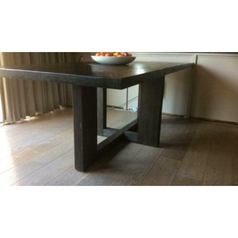 Eettafel eetkamertafel stoer robuust donkerbruin 220 x 100