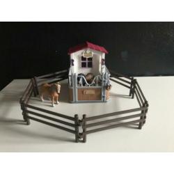schleich stal met hekwerk + pony en veulen