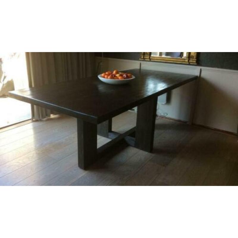 Eettafel eetkamertafel stoer robuust donkerbruin 220 x 100