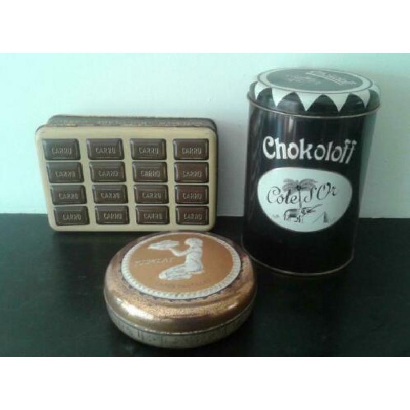 Vintage Retro 3 blikken Tjoklat Chocotoff Driessens