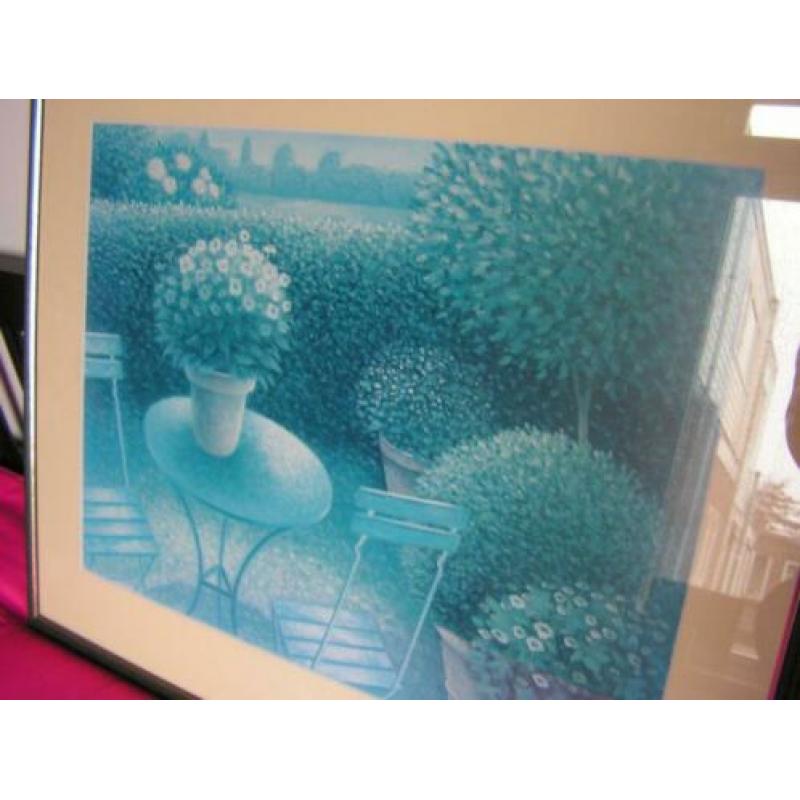 Mooi schilderij afbeelding buxus bollen in nieuwstaat.
