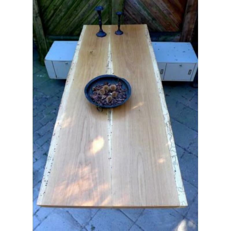 Prachtige eiken boomstam eettafel 207 cm