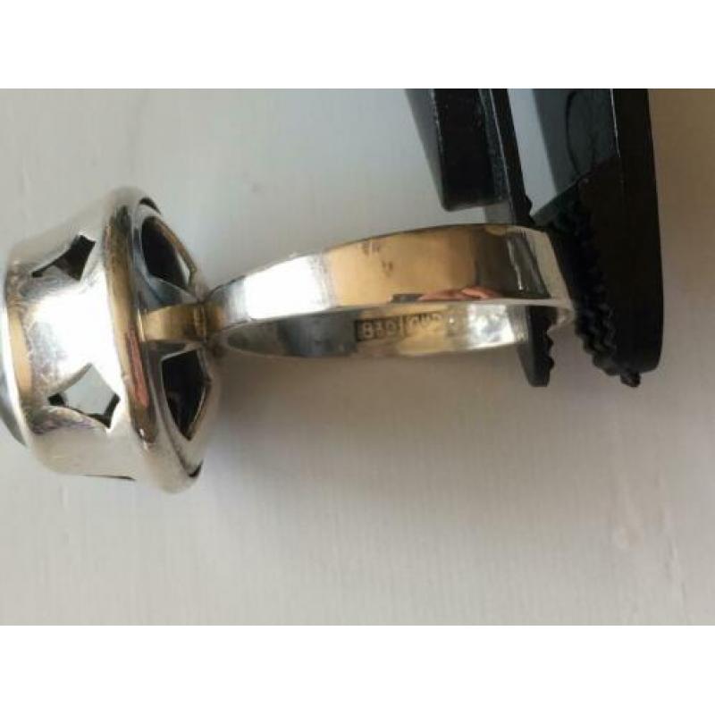 830 zilveren Finland ring met bergkristal..maat 18.5