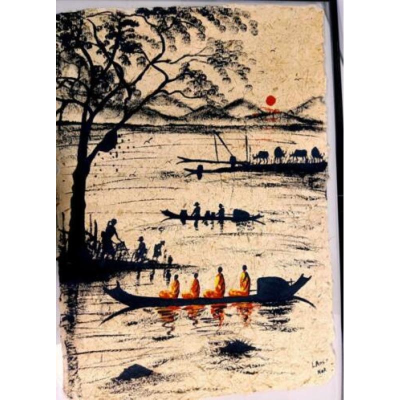schilderij op hand gerecycled papier ????/