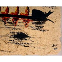 schilderij op hand gerecycled papier ????/