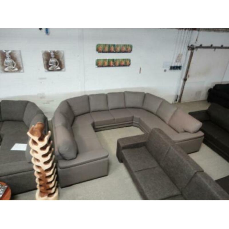 #89 taupe leder xl u hoekbank