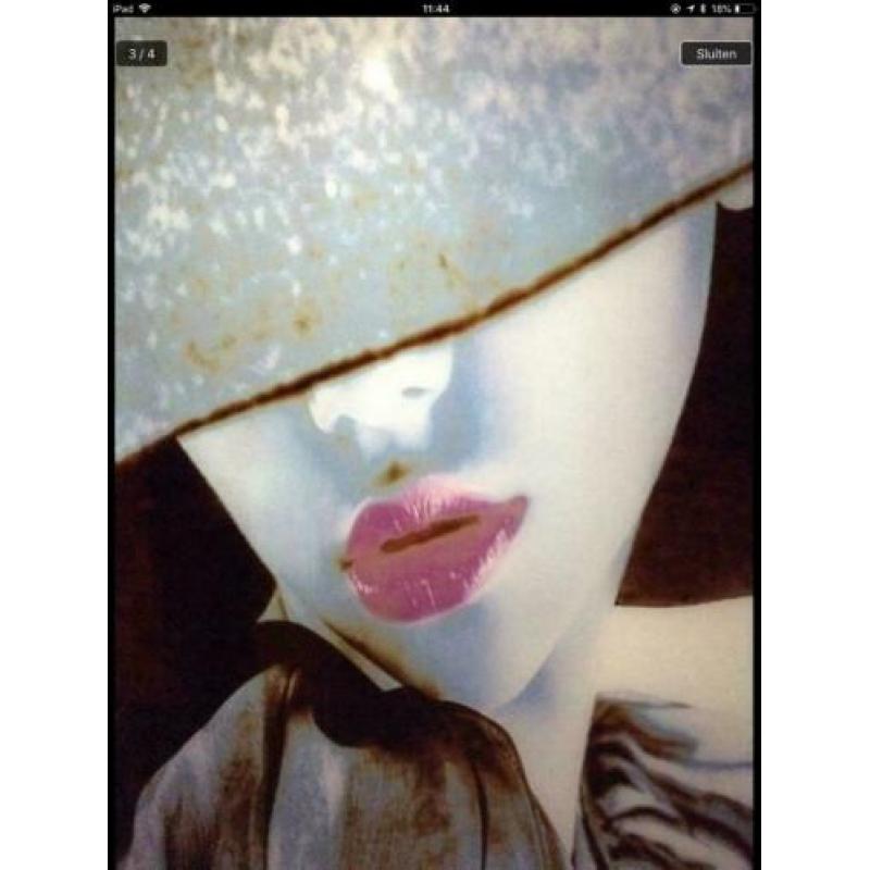 Glasschilderij,Zgan.80x80 zwart,grijs,roze,wit.