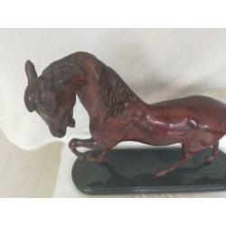 Prachtig GROOT bronzen paard op marmeren sokkel Z
